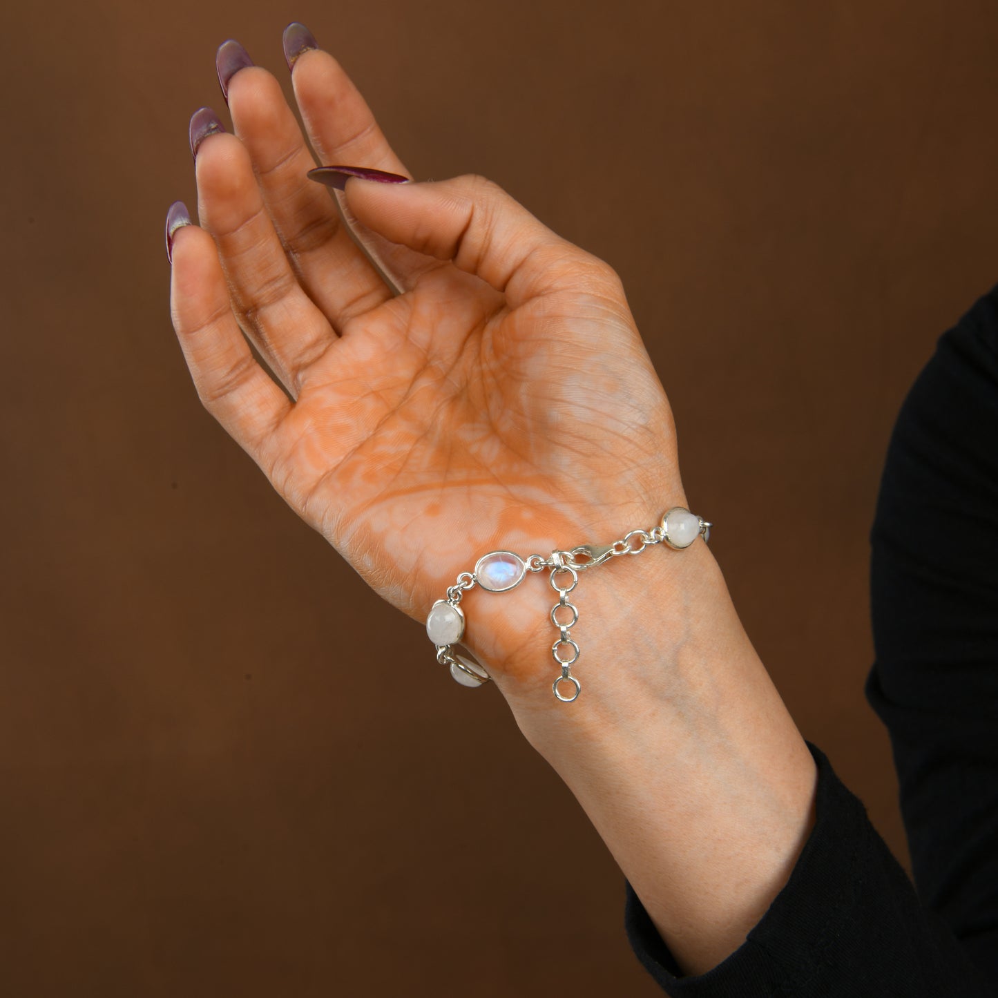 Oval Moonstones Silver Bracelet