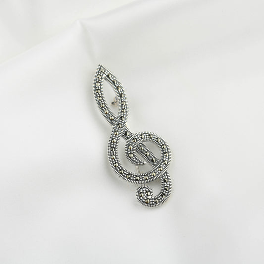 Marcasite Treble Clef brooch cum pendant