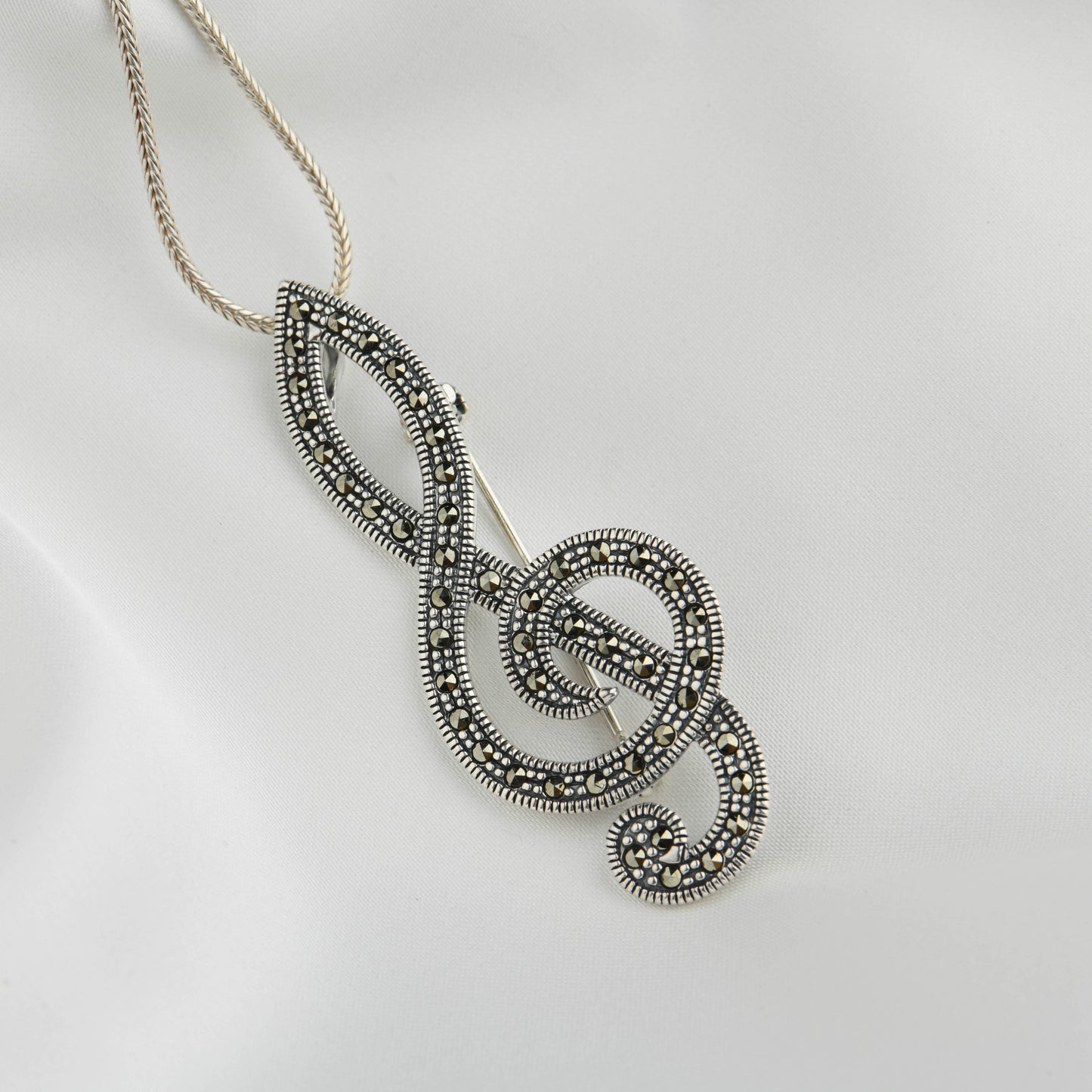 Marcasite Treble Clef brooch cum pendant