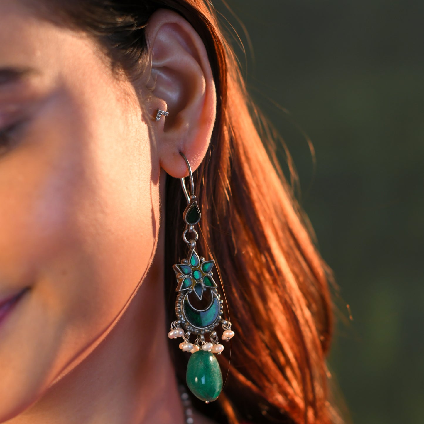 Silver Green Mirrored Choker Set