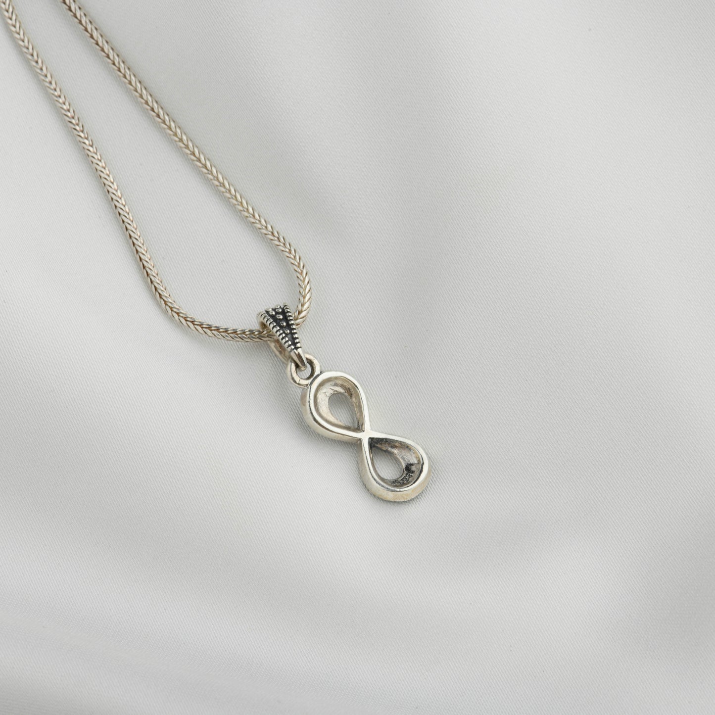 Silver Marcasite Infinity Pendant Necklace