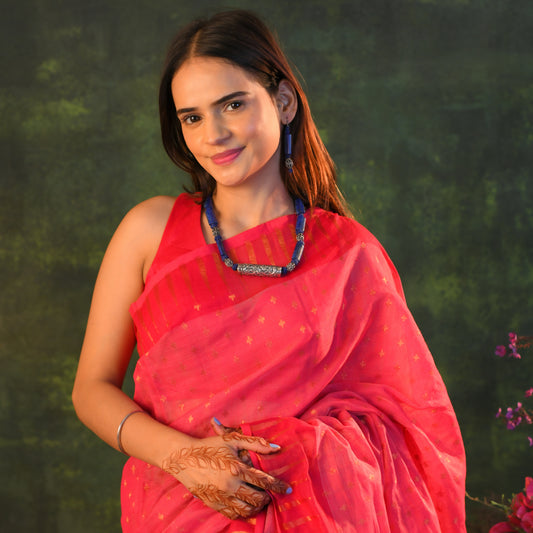 Silver Chitai Beads And Lapis Lazuli Unique Beads Necklace