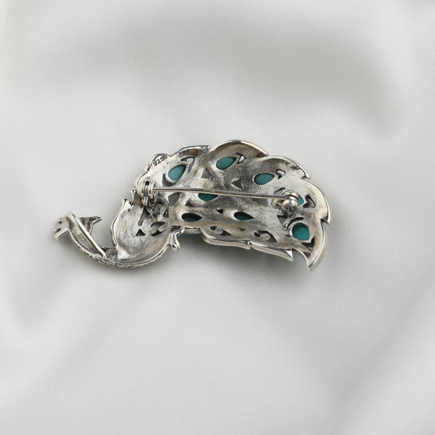 Majestic Peacock Turquoise Marcasite Pendant