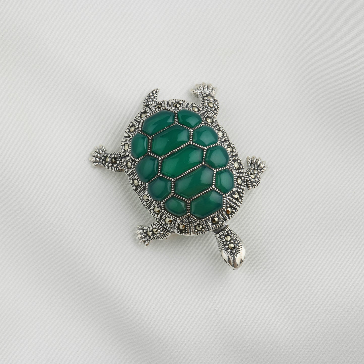 Timeless Journey: Green Onyx Turtle Brooch Cum Pendant