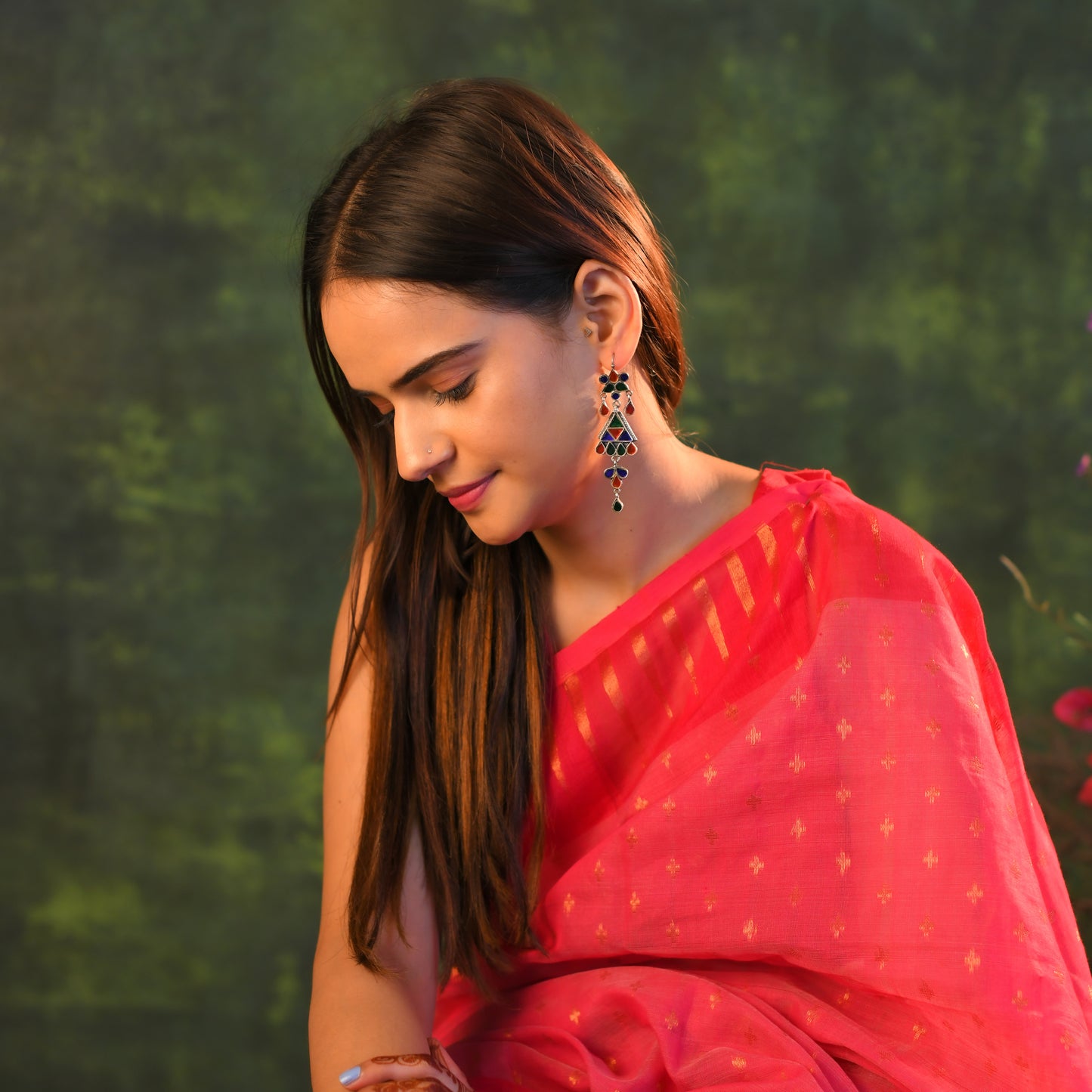 Madhu Chandrika Kalbelia Mirror Silver Earrings