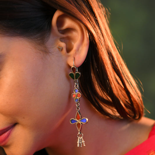 Padma Madhu Chandrika Silver Mirror Earrings