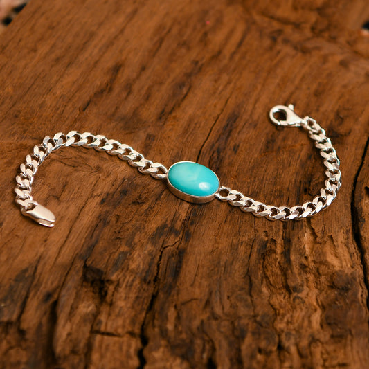 Natural Turquoise Silver Bracelet