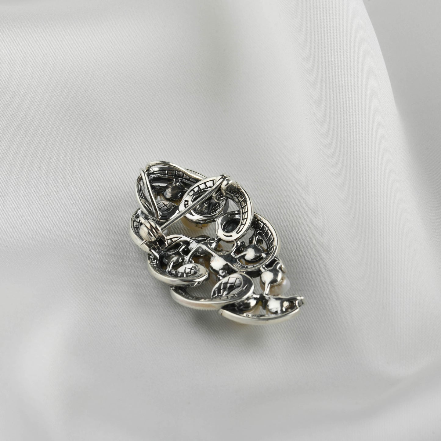 Dual Elegance Pearl and Marcasite Brooch-Pendant