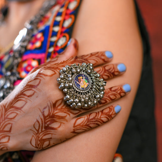 Handpainted Ganesha Ghunghroo Ring