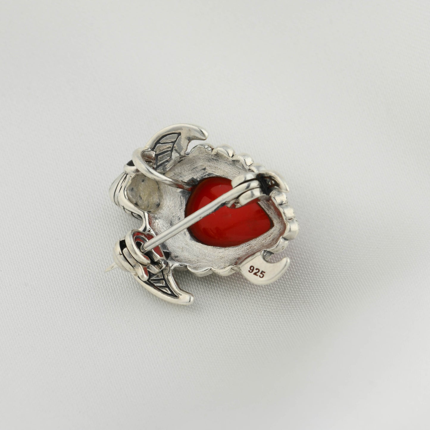 Victorian Carnelian Turtle Silver Pendant Cum Brooch