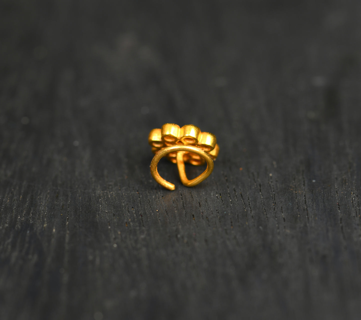 Nav Ratna Gold Plated Silver Nose Pin