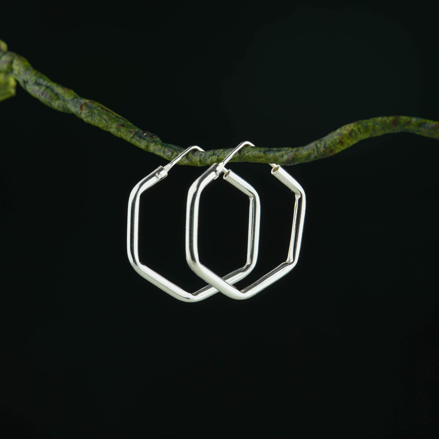 Silver Hexa Hoops