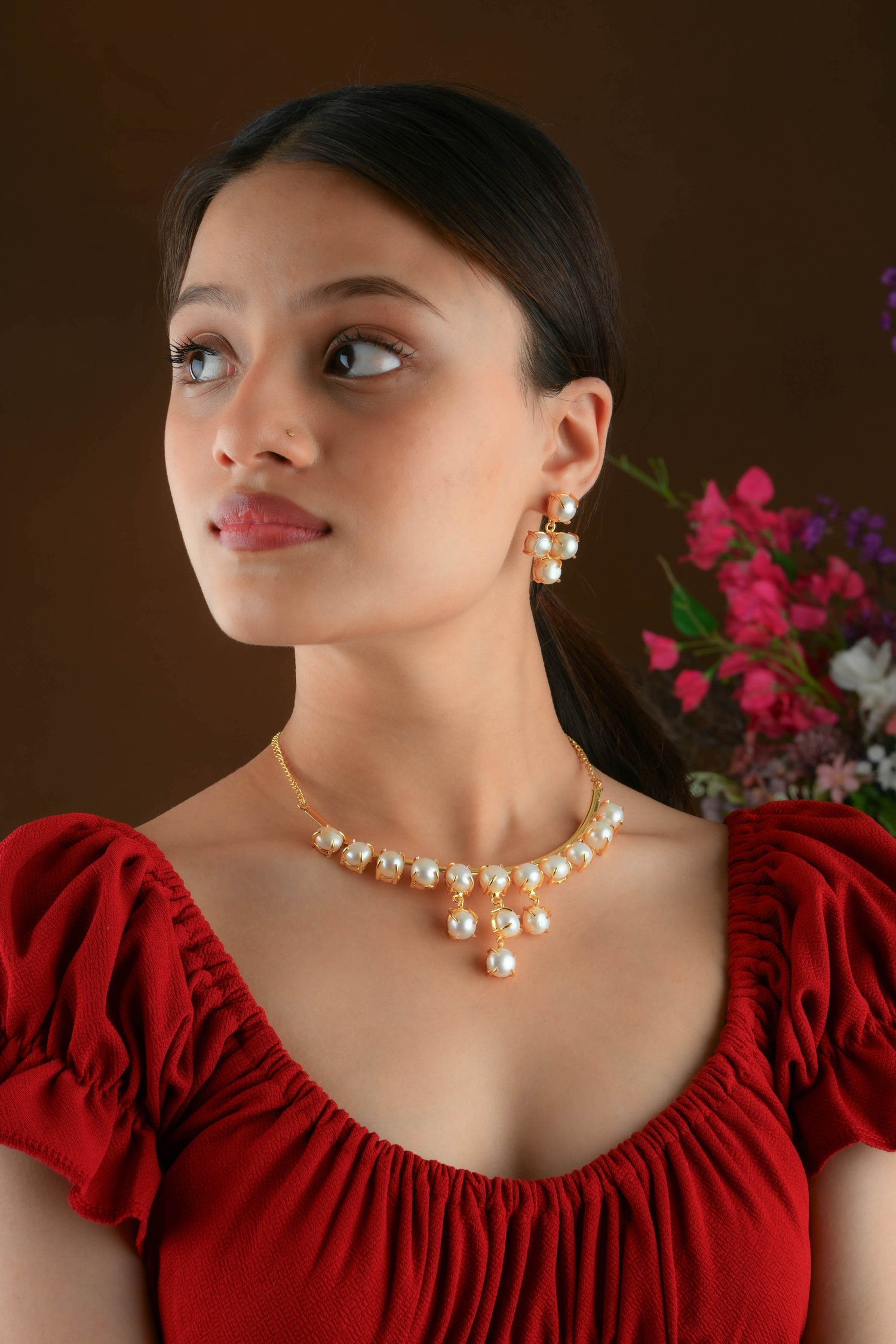 Choker Pearl in Gold-Plated Brass