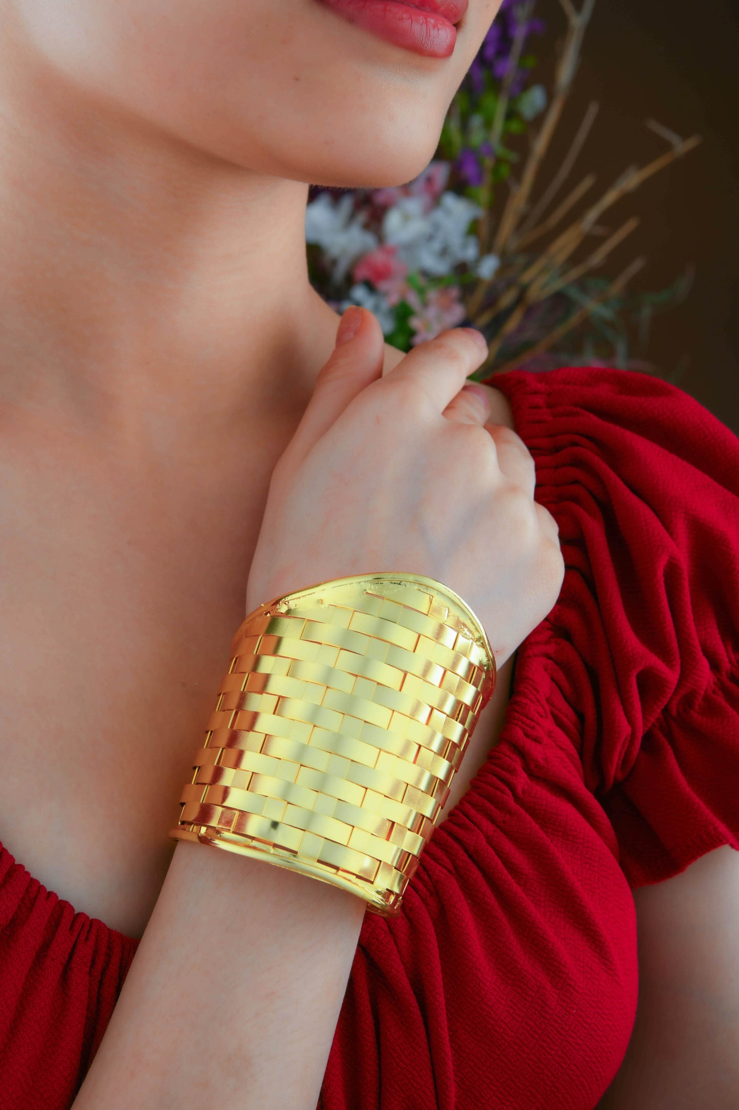 Golden Weave Cuff Bracelet