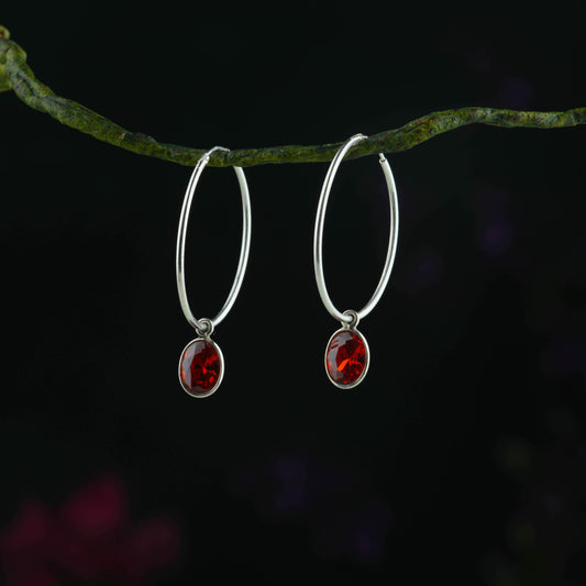 Ruby Red Drops In Silver Rings