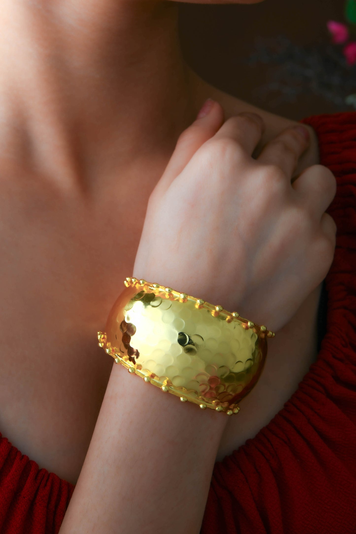 Hammered Gold Plated Brass Bracelet