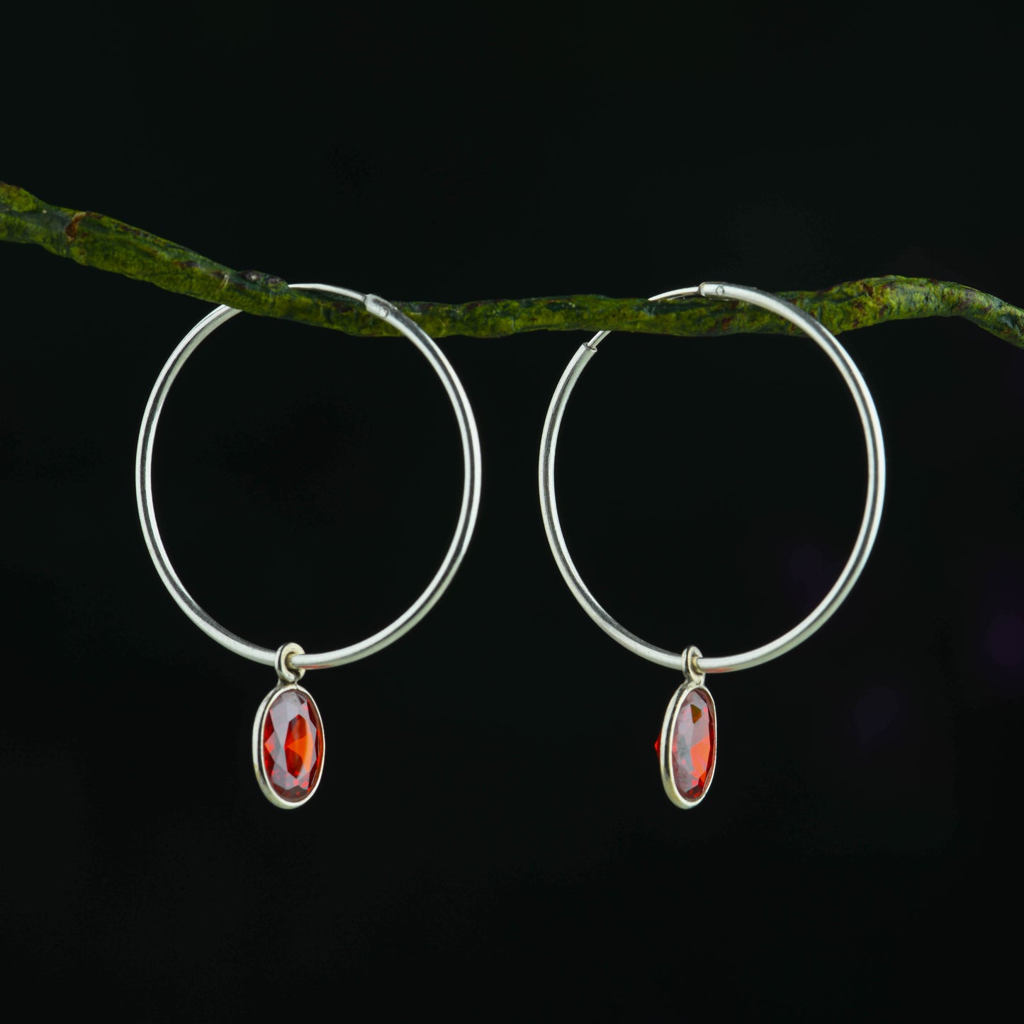 Ruby Red Drops In Silver Rings