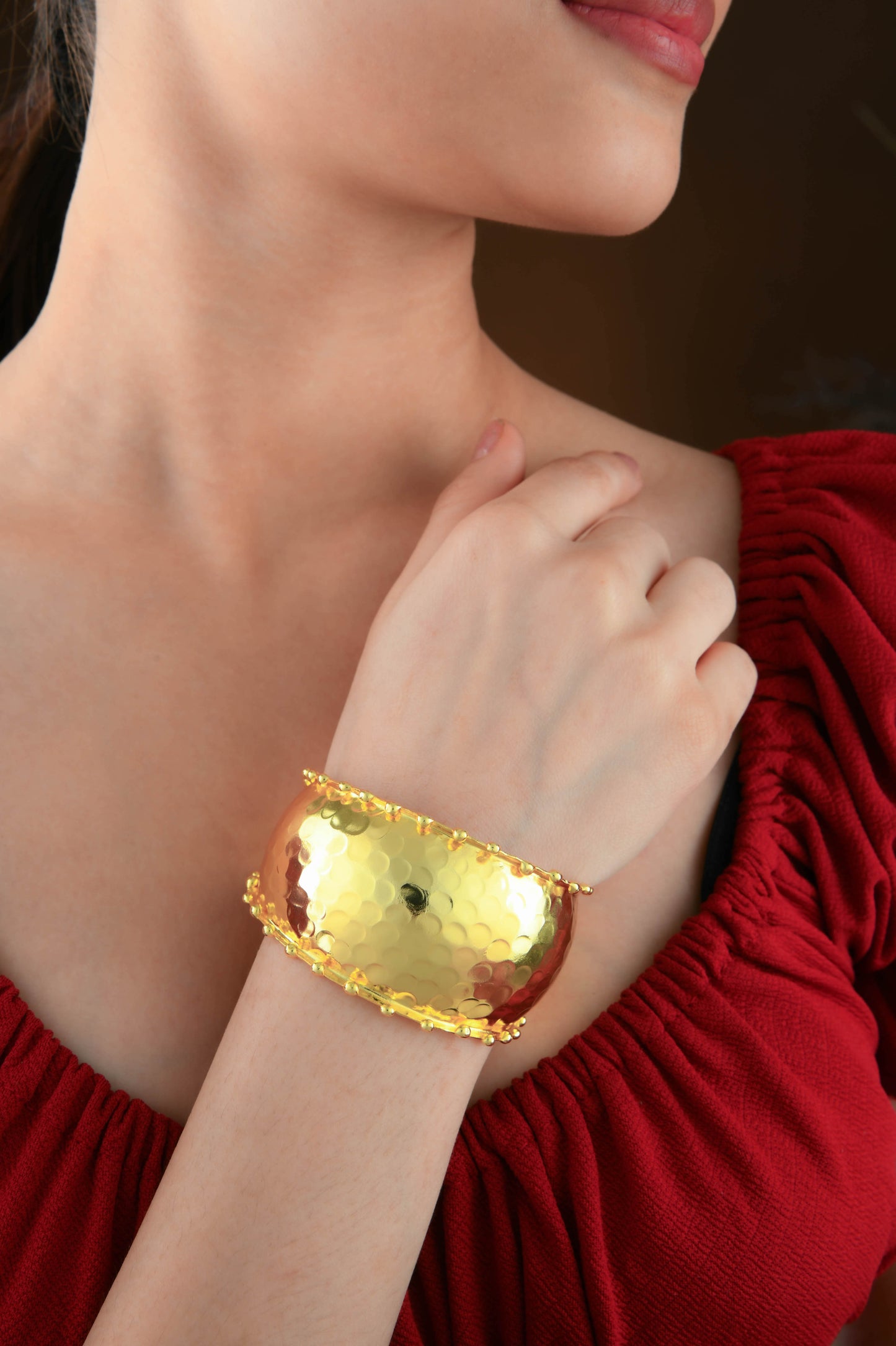 Hammered Gold Plated Brass Bracelet