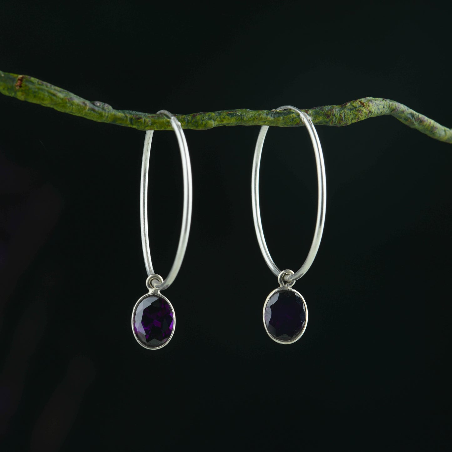 Amethyst Drops In Silver Rings