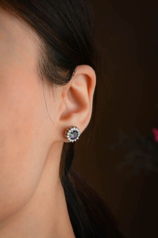 Mystic Topaz Zirconia Silver Studs