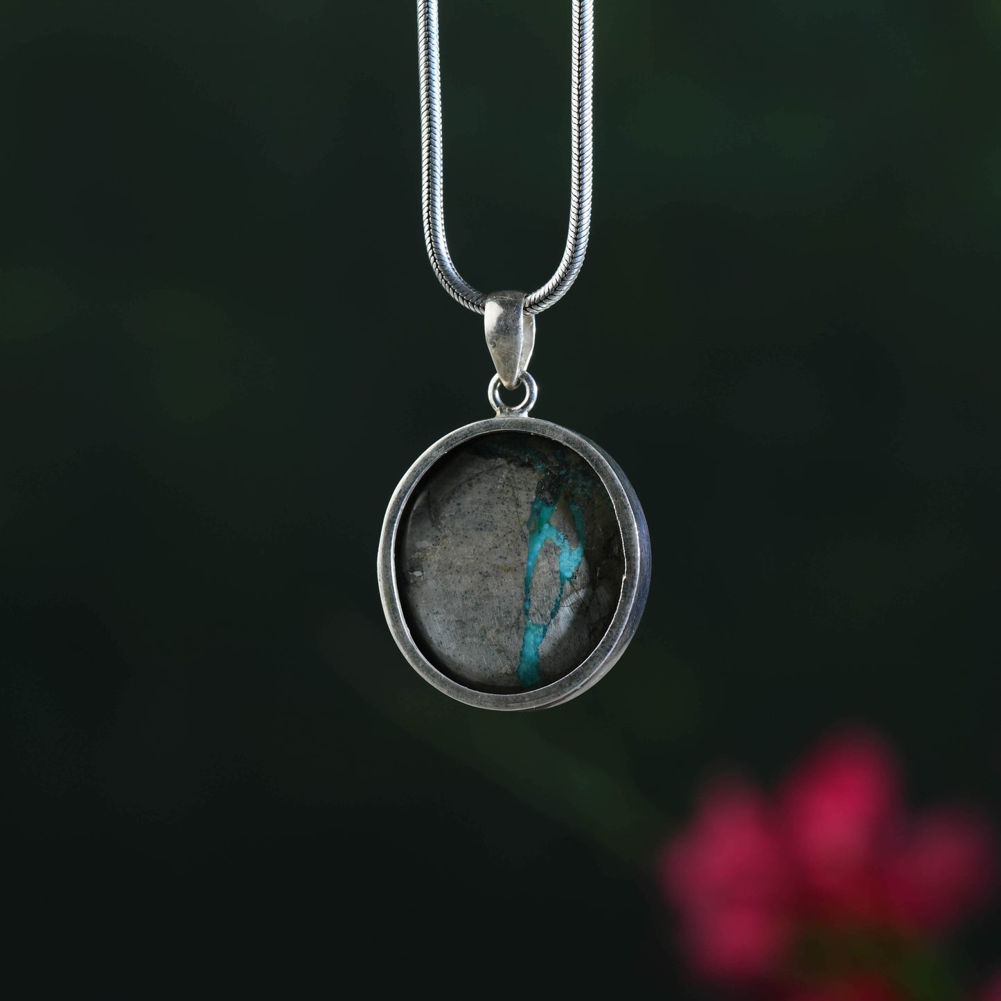 Bold Chrysocolla Oval Pendant