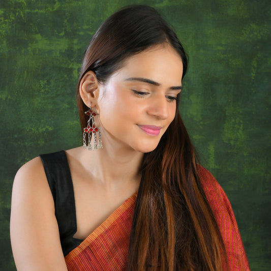Madhu Chandrika Desert Red Silver Earrings