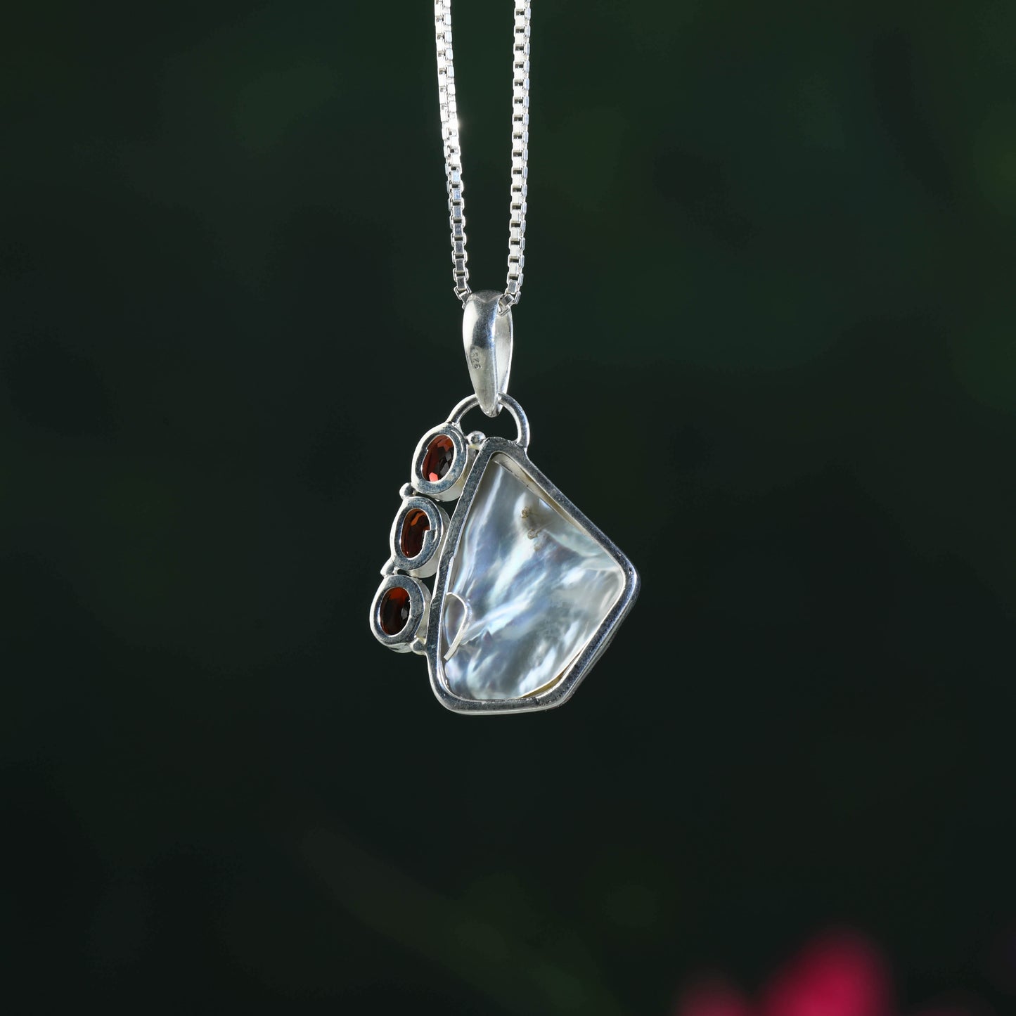 Pearl Garnet Silver necklace