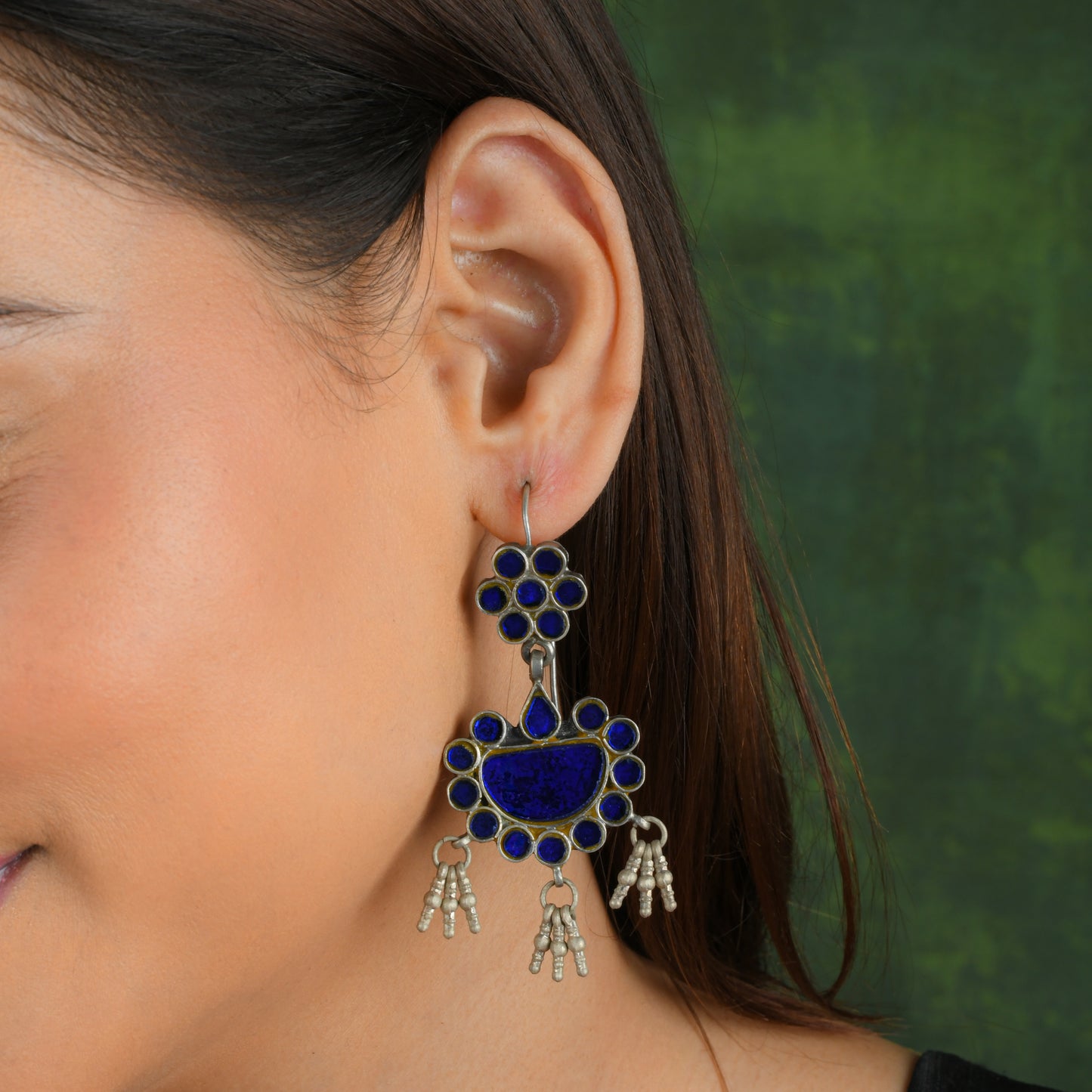 Madhu Chandrika Chandani Silver Mirror Earrings