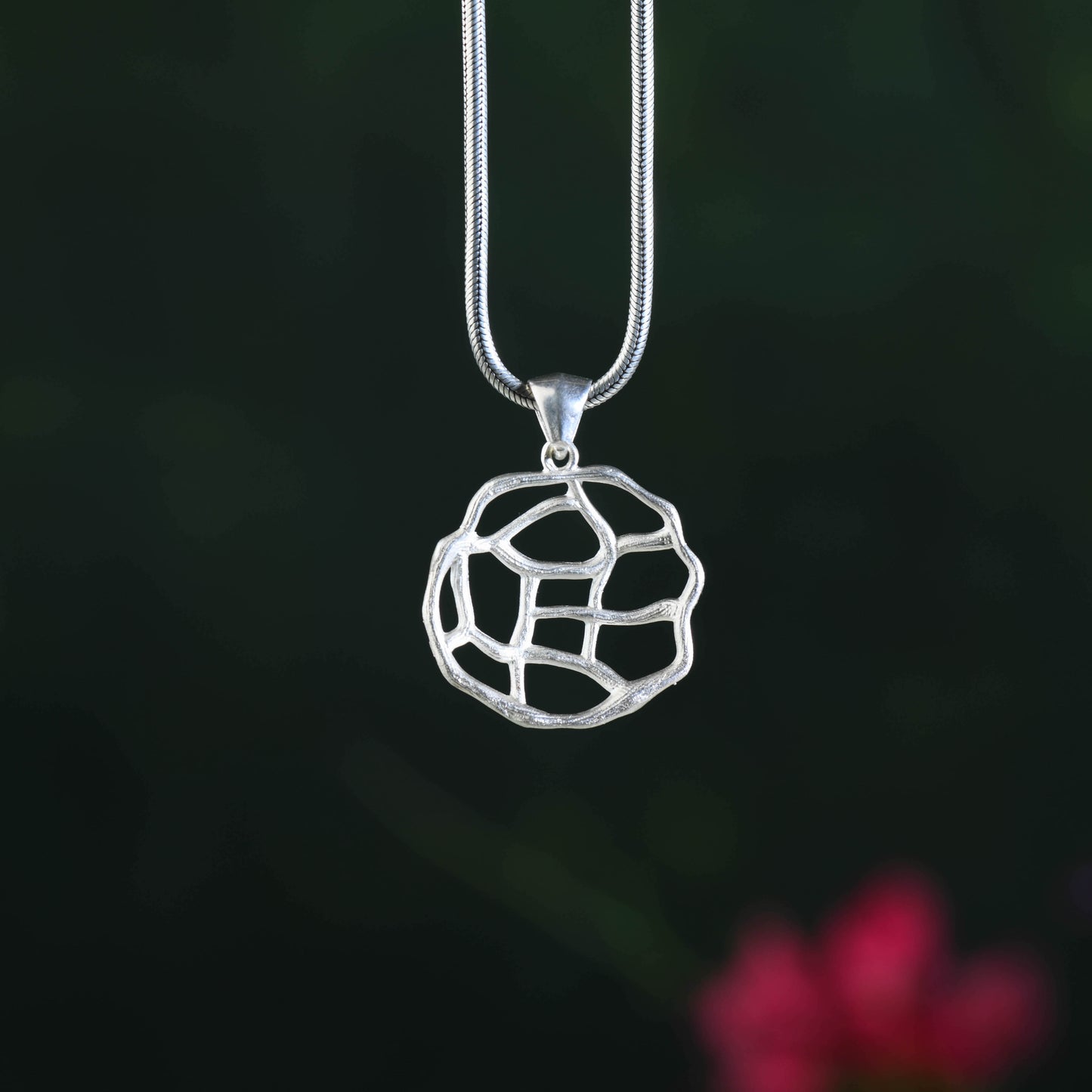 Abstract Matt Silver Pendant