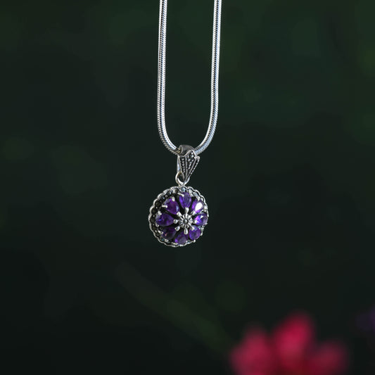 Marcasite Silver Amethyst Pendant