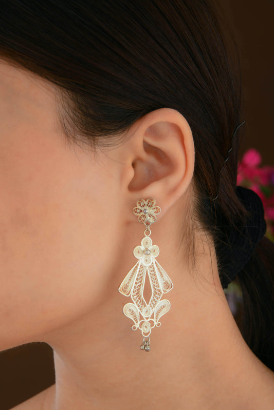 Hibiscus Filigree Silver Danglers