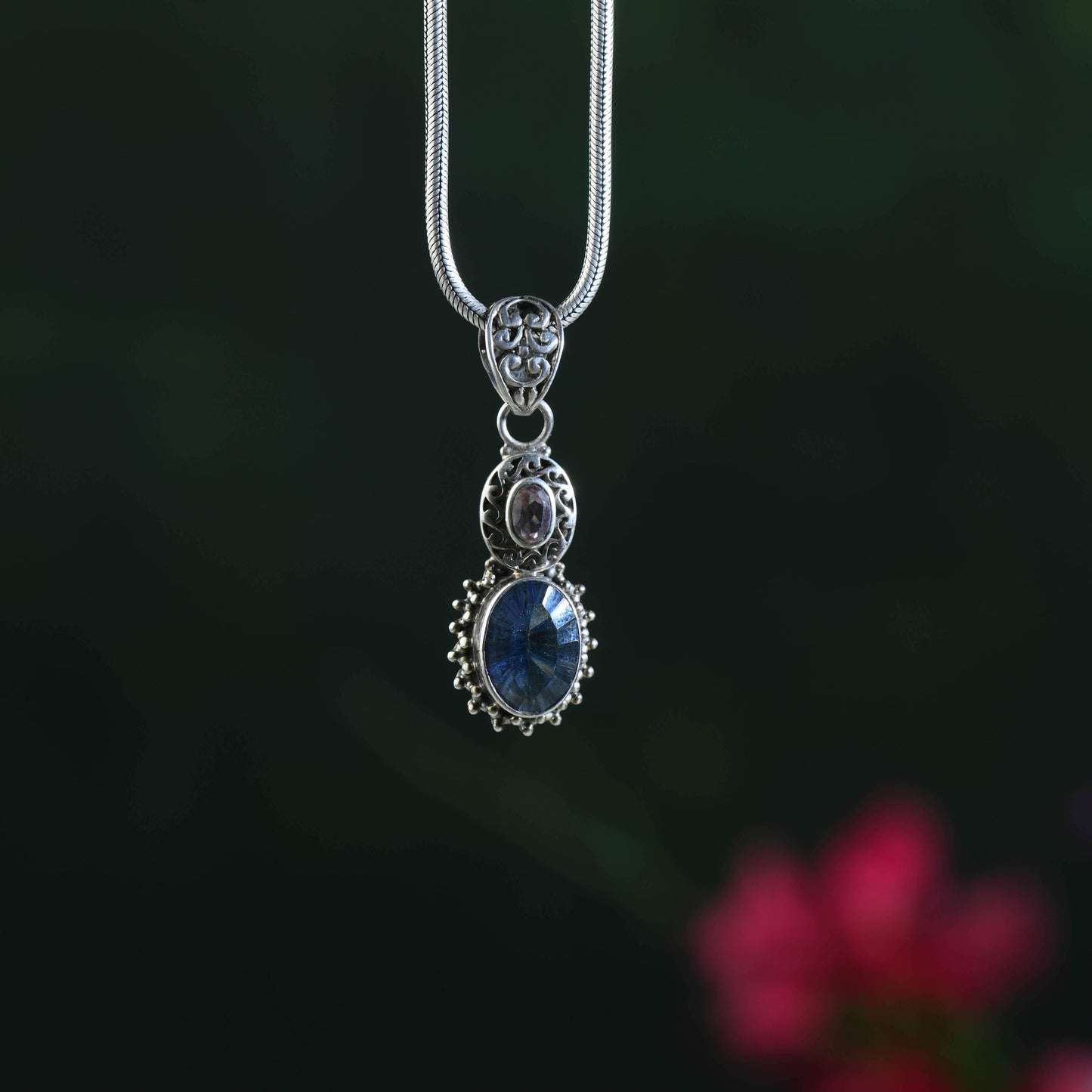 Amethyst Iolite Silver Pendant