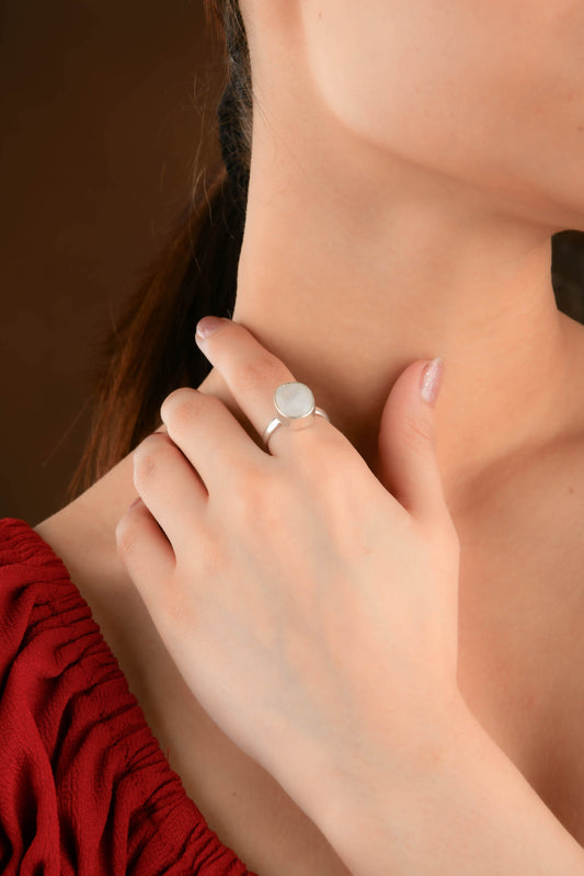Moonstone Silver Adjustable Ring