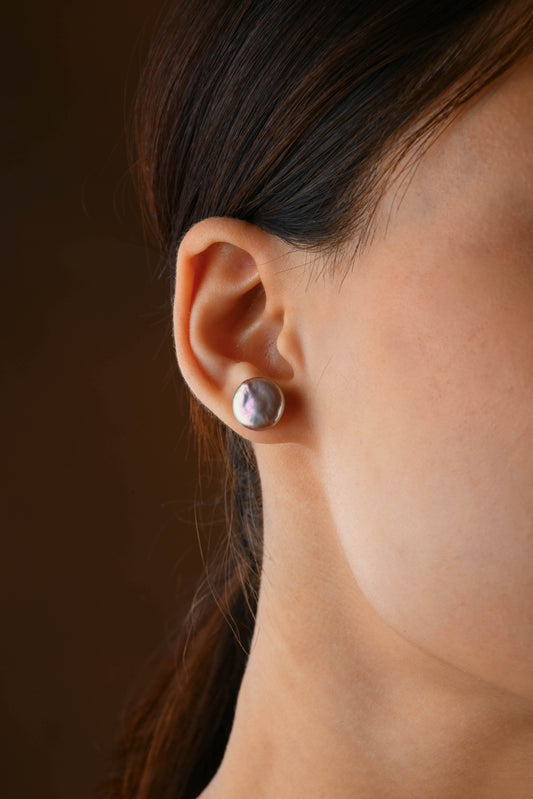 Stylish Lavender Freshwater Coin Pearl Studs