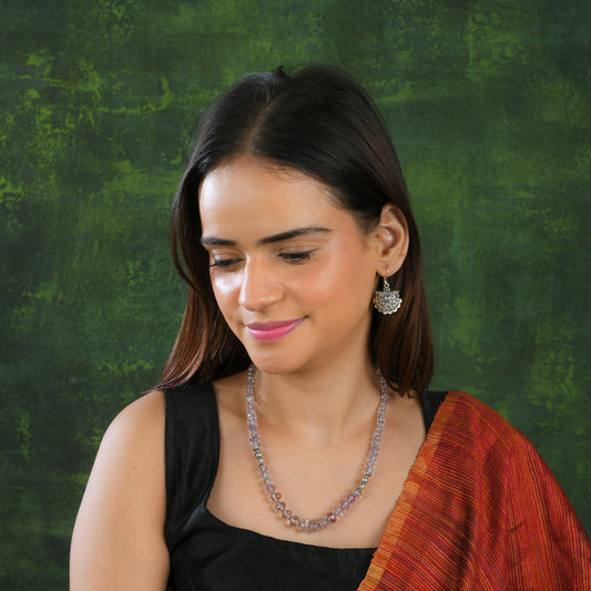 Faceted Amethyst Necklace With Filigree Earrings