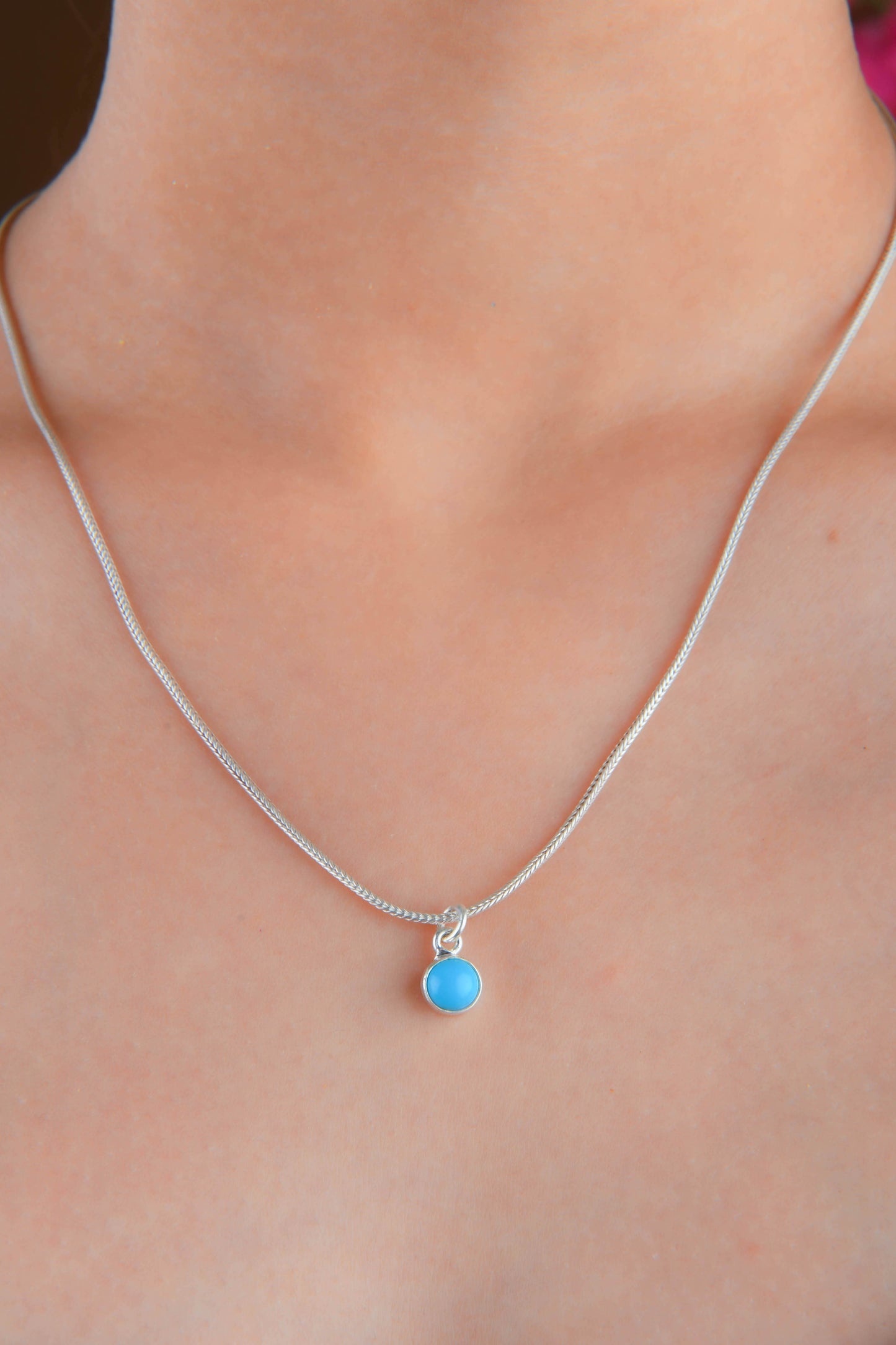 Arizona Turquoise Pendant in Silver Chain