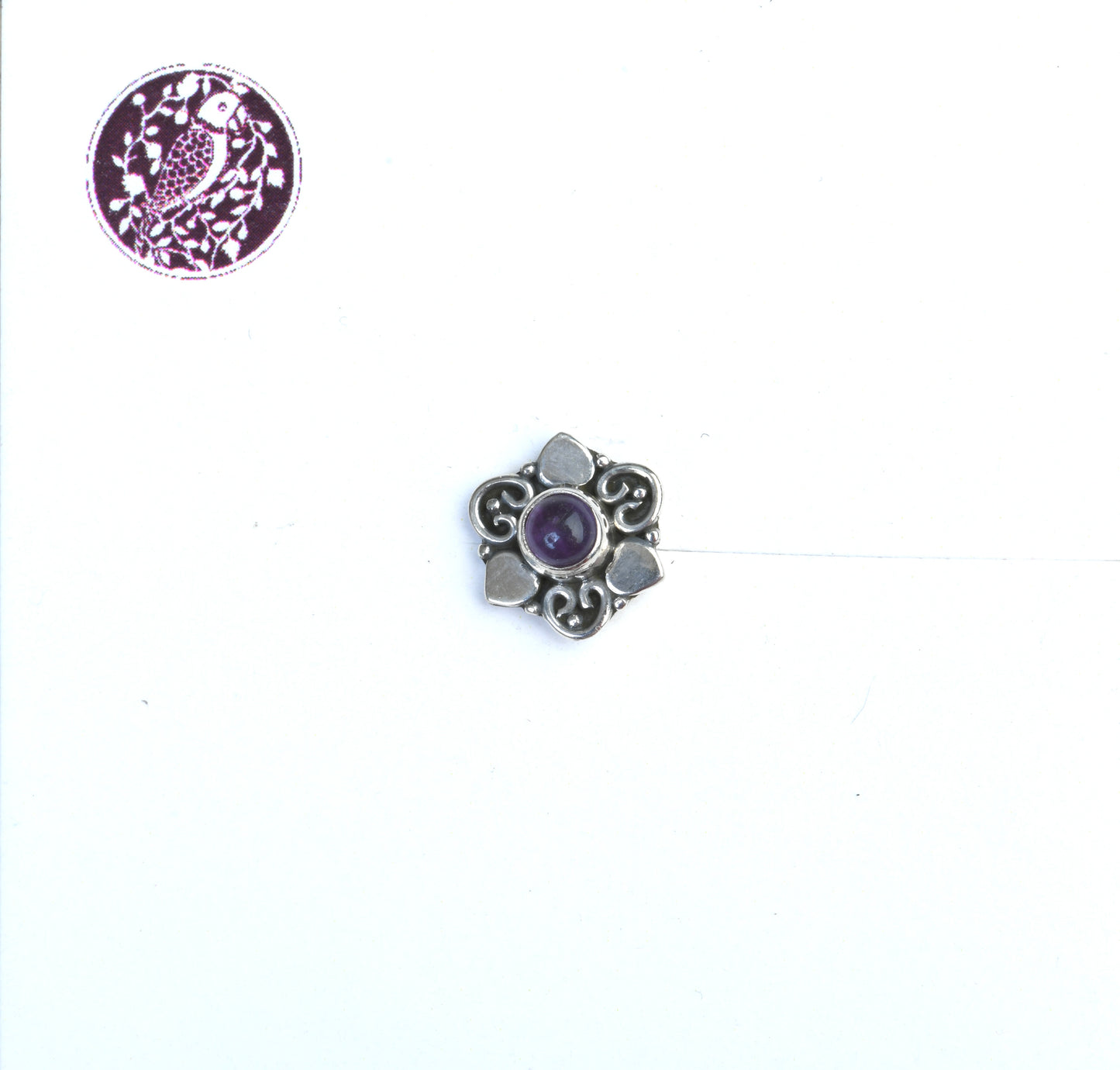 Rani Amethyst Silver Nose Pin