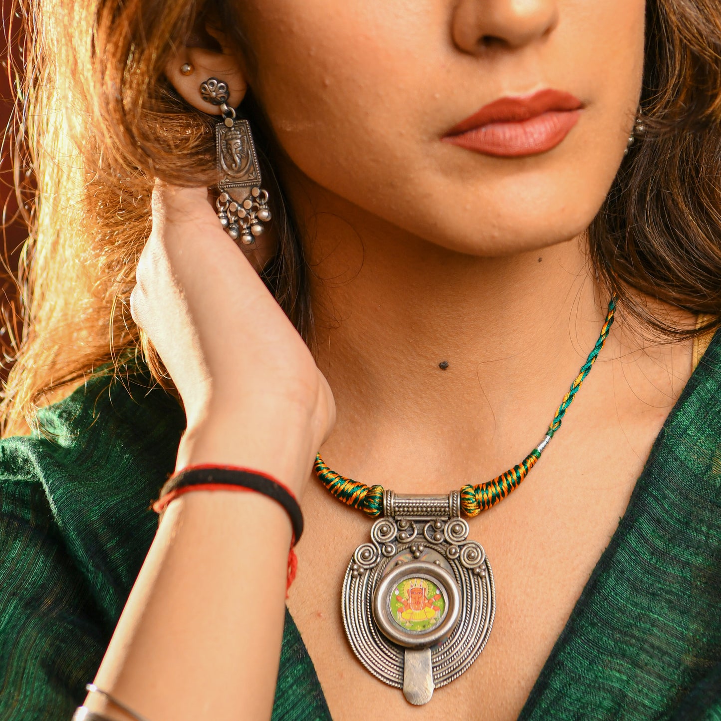 Ganesha Miniature Painting Necklace