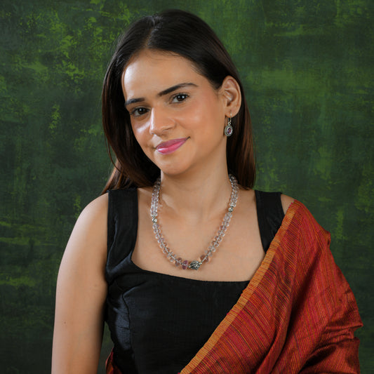 Faceted Graduated Amethyst And Silver Necklace Set