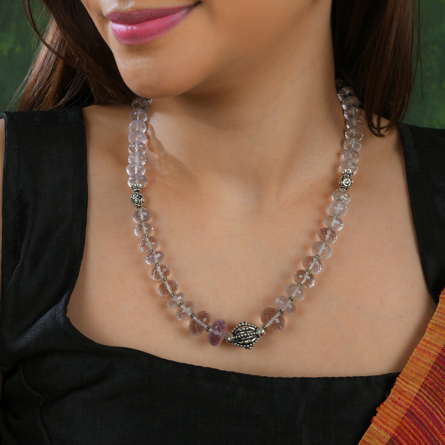 Faceted Graduated Amethyst And Silver Necklace Set