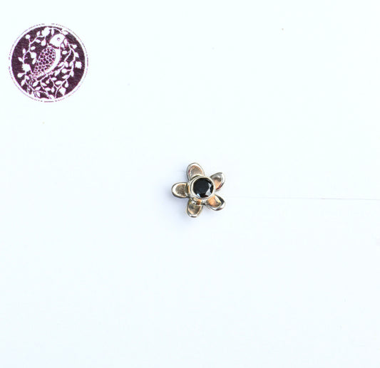 Mogra Black Onyx Silver Nose Pin