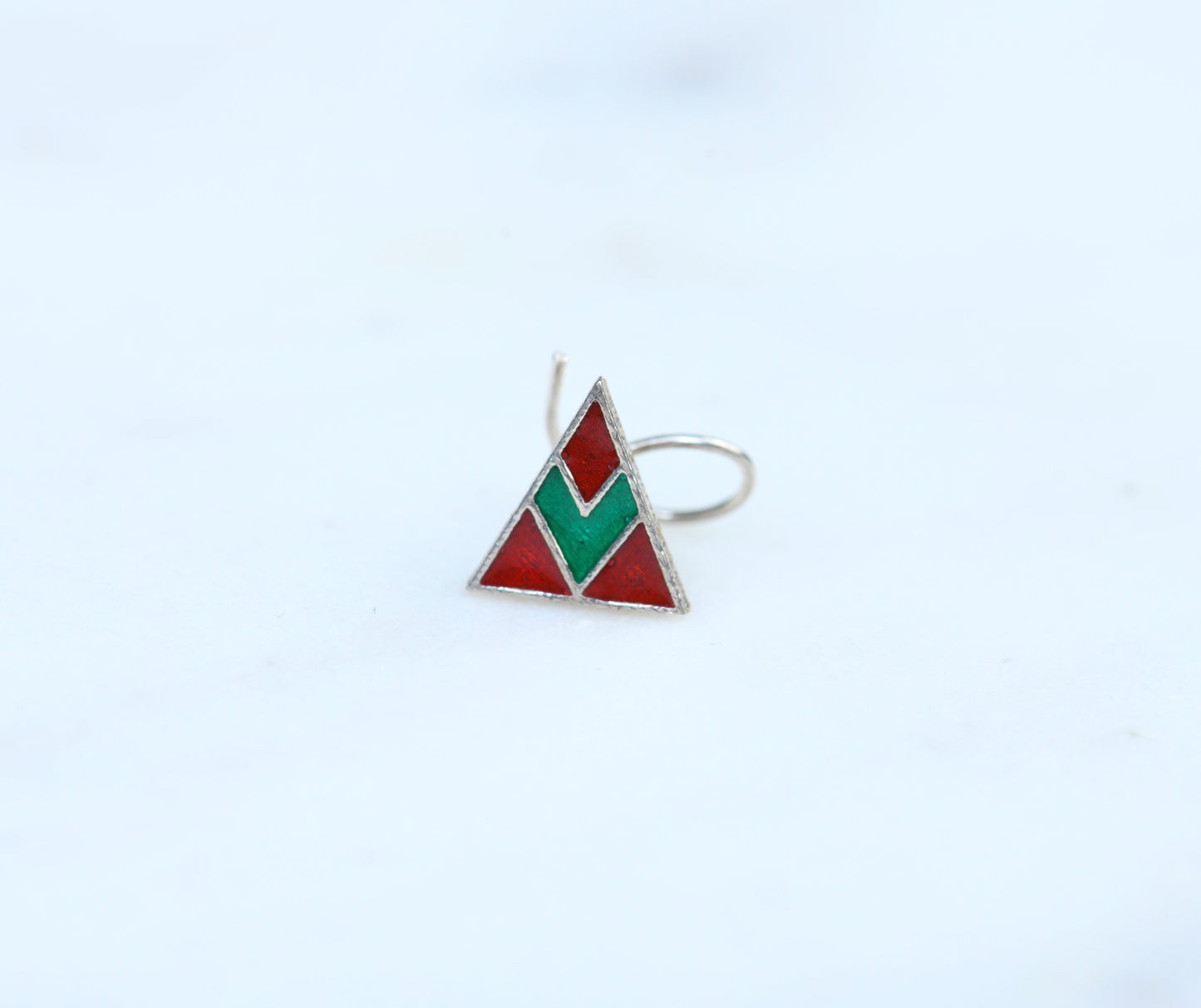 Mystique Triangle Silver Nose Pin