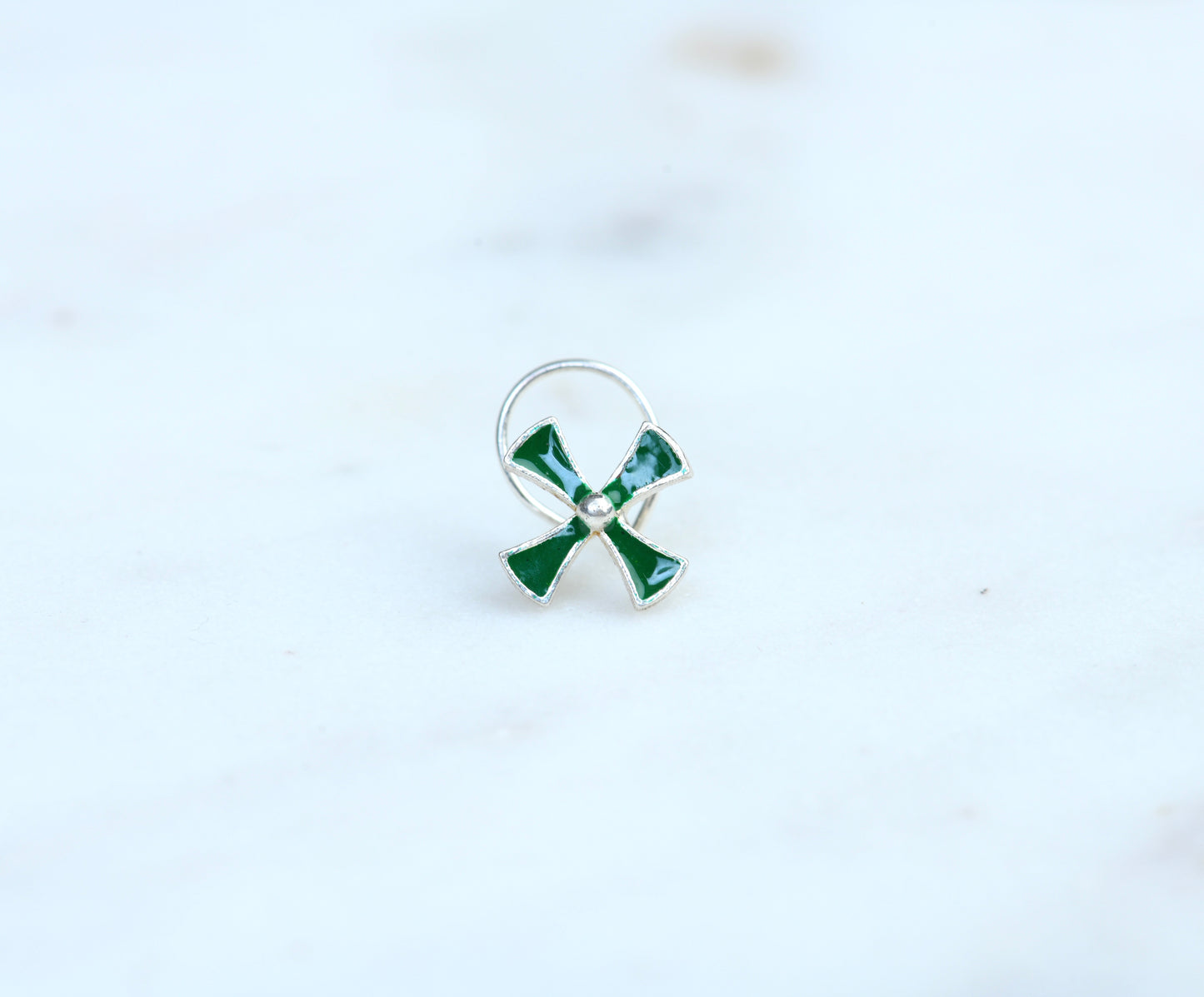 Wind Mill Silver Enamel Nose Pin