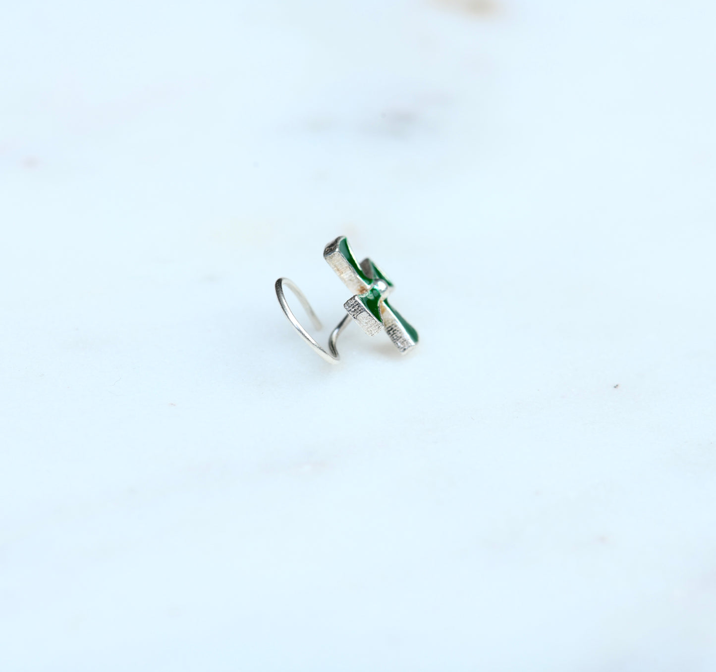 Wind Mill Silver Enamel Nose Pin