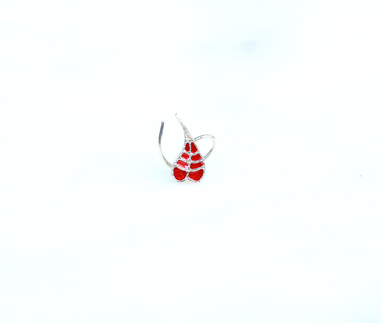 Bodhi Red Leaf Silver Nose Pin
