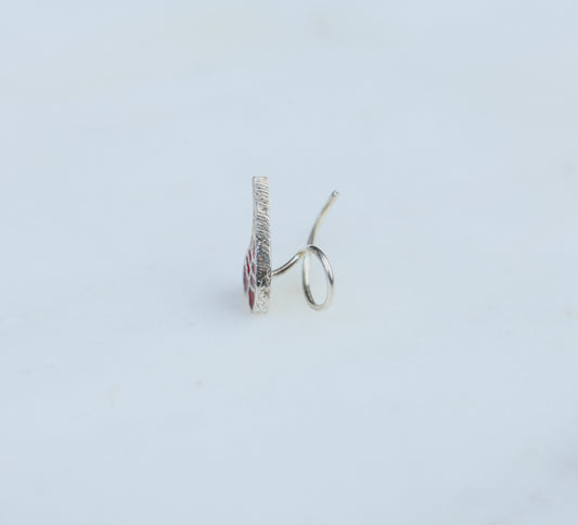 Bodhi Red Leaf Silver Nose Pin