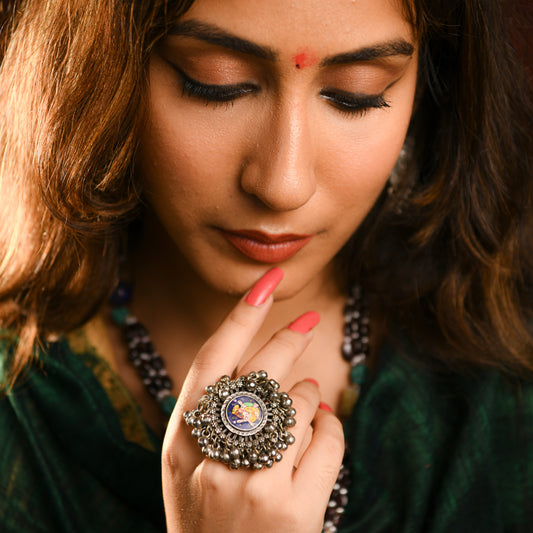 Handpainted Ganesha Ghunghroo Ring