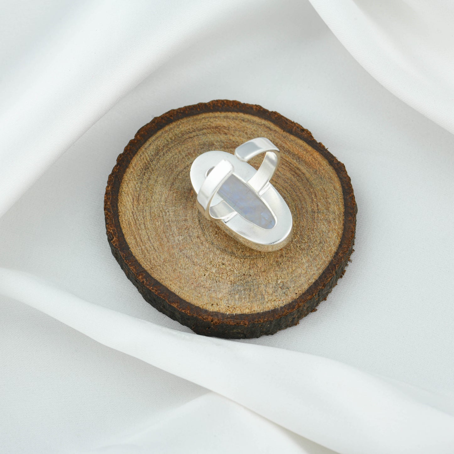 Elliptical Moonstone Silver Ring