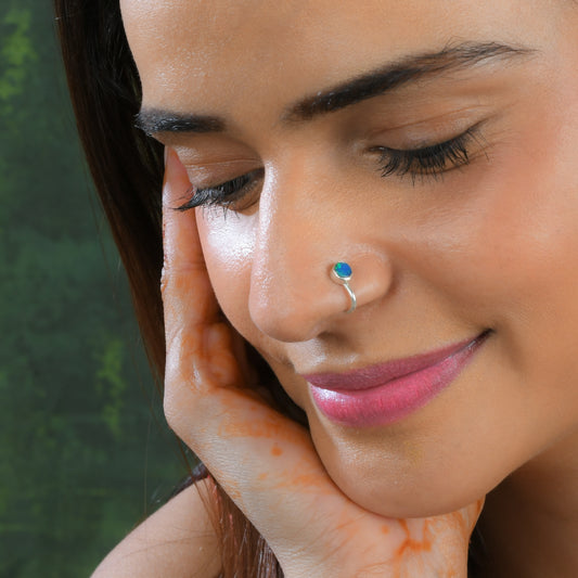 Natural Australian Opal Silver Nose Pin