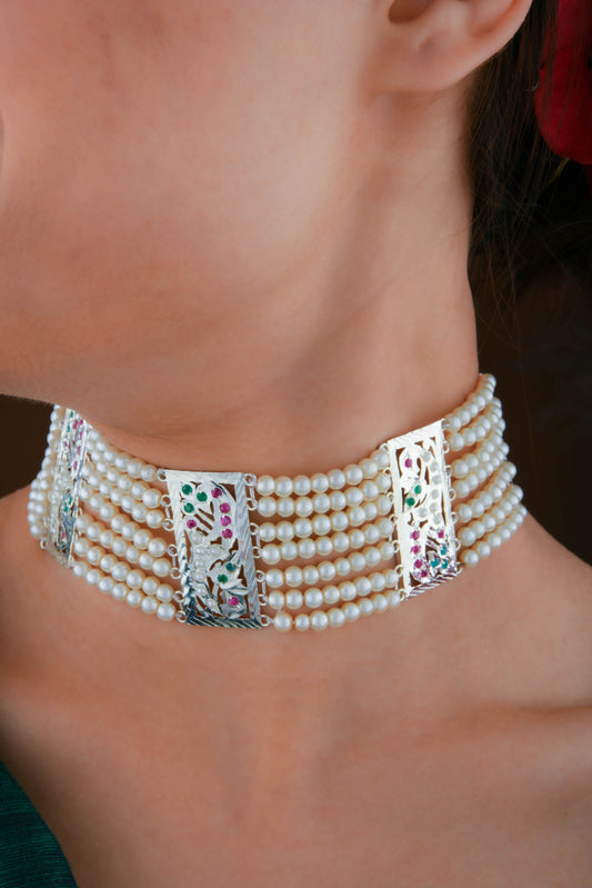 Rabia Purani Dilli Silver Choker